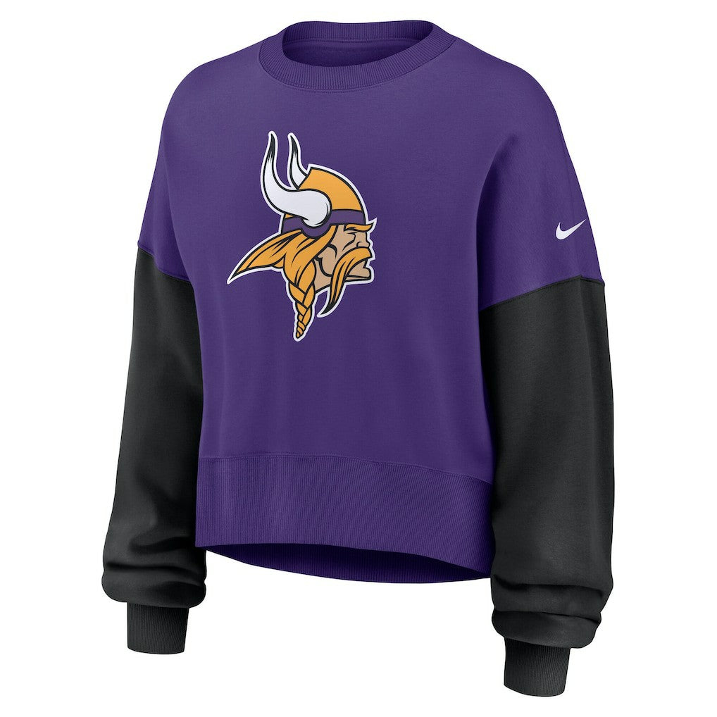 Nike Minnesota Vikings Women's Oversized Color-Block Pullover Sweatshirt Purple