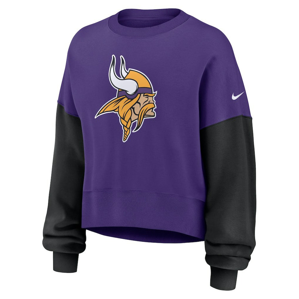 Nike Minnesota Vikings Women's Oversized Color-Block Pullover Sweatshirt Purple
