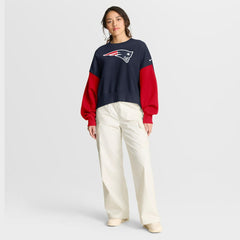 Nike New England Patriots Women's Oversized Color-Block Pullover Sweatshirt Navy