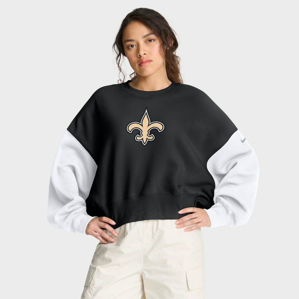 Nike New Orleans Saints Women's Oversized Color-Block Pullover Sweatshirt Black