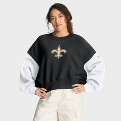 Nike New Orleans Saints Women's Oversized Color-Block Pullover Sweatshirt Black