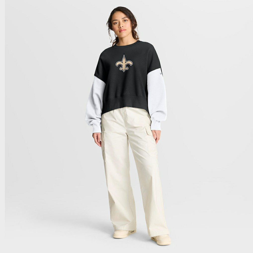 Nike New Orleans Saints Women's Oversized Color-Block Pullover Sweatshirt Black