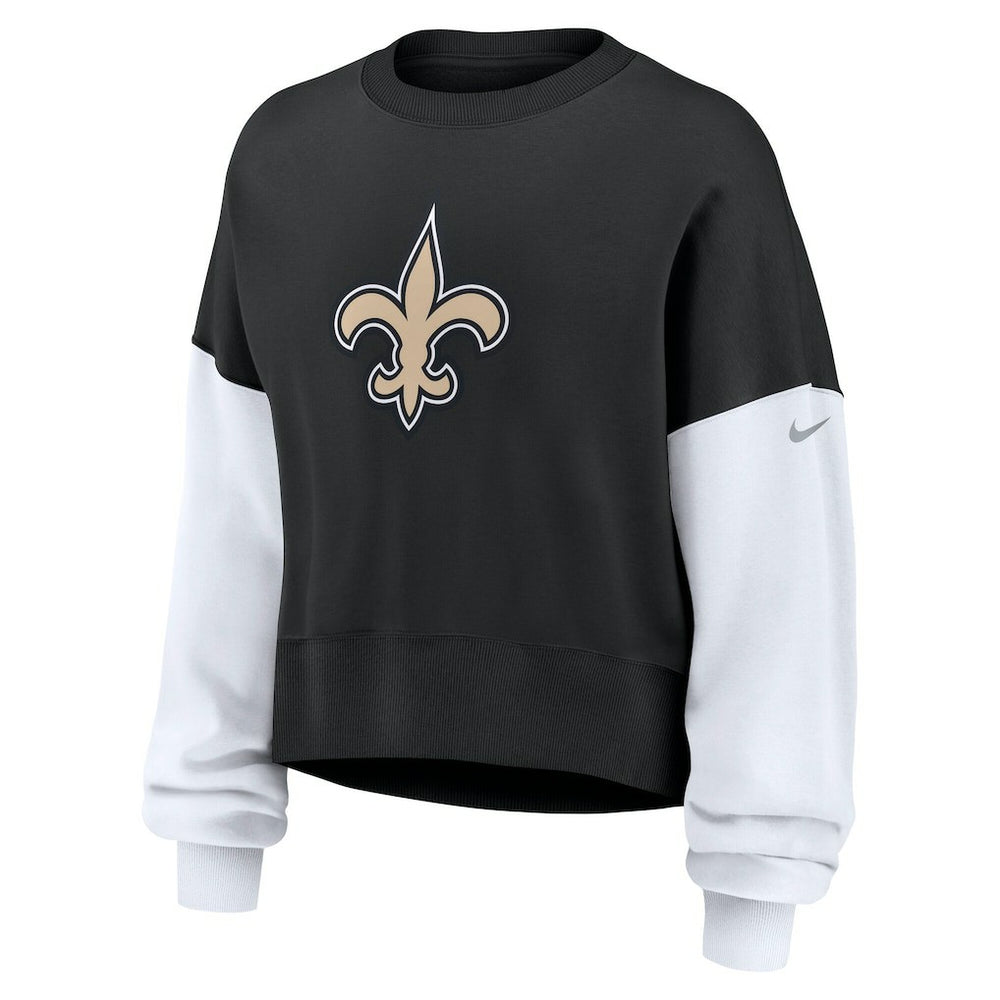 Nike New Orleans Saints Women's Oversized Color-Block Pullover Sweatshirt Black