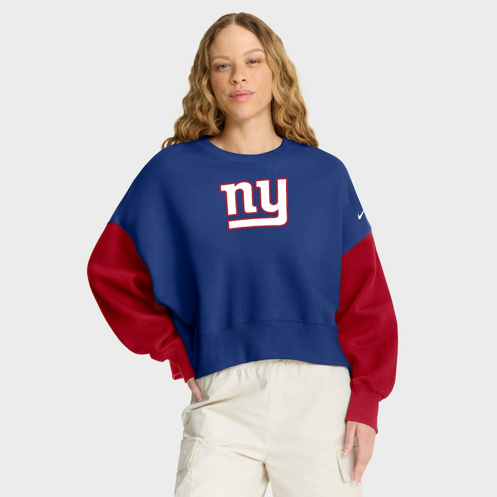 Nike New York Giants Women's Oversized Color-Block Pullover Sweatshirt Royal