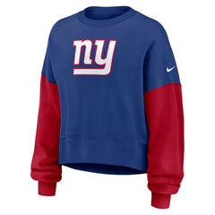 Nike New York Giants Women's Oversized Color-Block Pullover Sweatshirt Royal