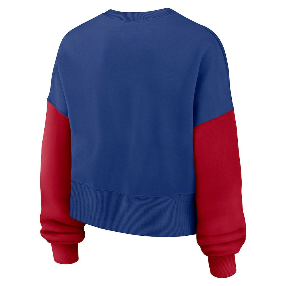 Nike New York Giants Women's Oversized Color-Block Pullover Sweatshirt Royal