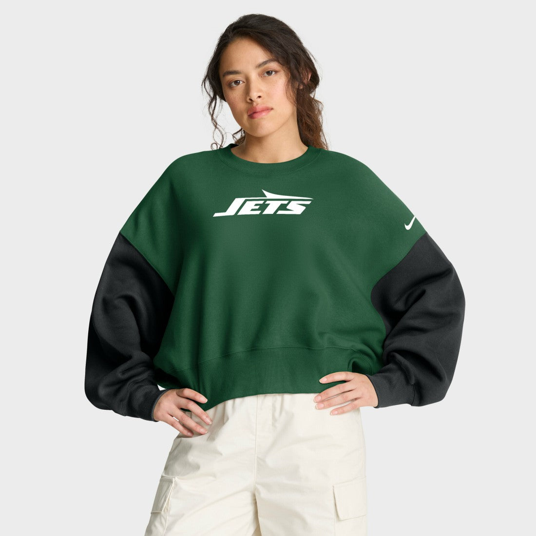 Nike New York Jets Women's Oversized Color-Block Pullover Sweatshirt Green