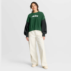 Nike New York Jets Women's Oversized Color-Block Pullover Sweatshirt Green