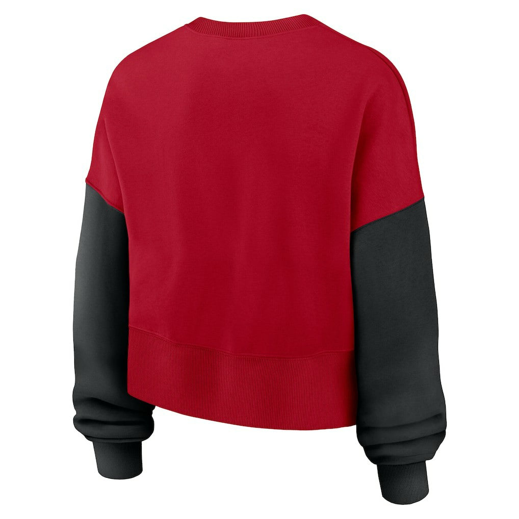Nike San Francisco 49ers Women's Oversized Color-Block Pullover Sweatshirt Scarlet