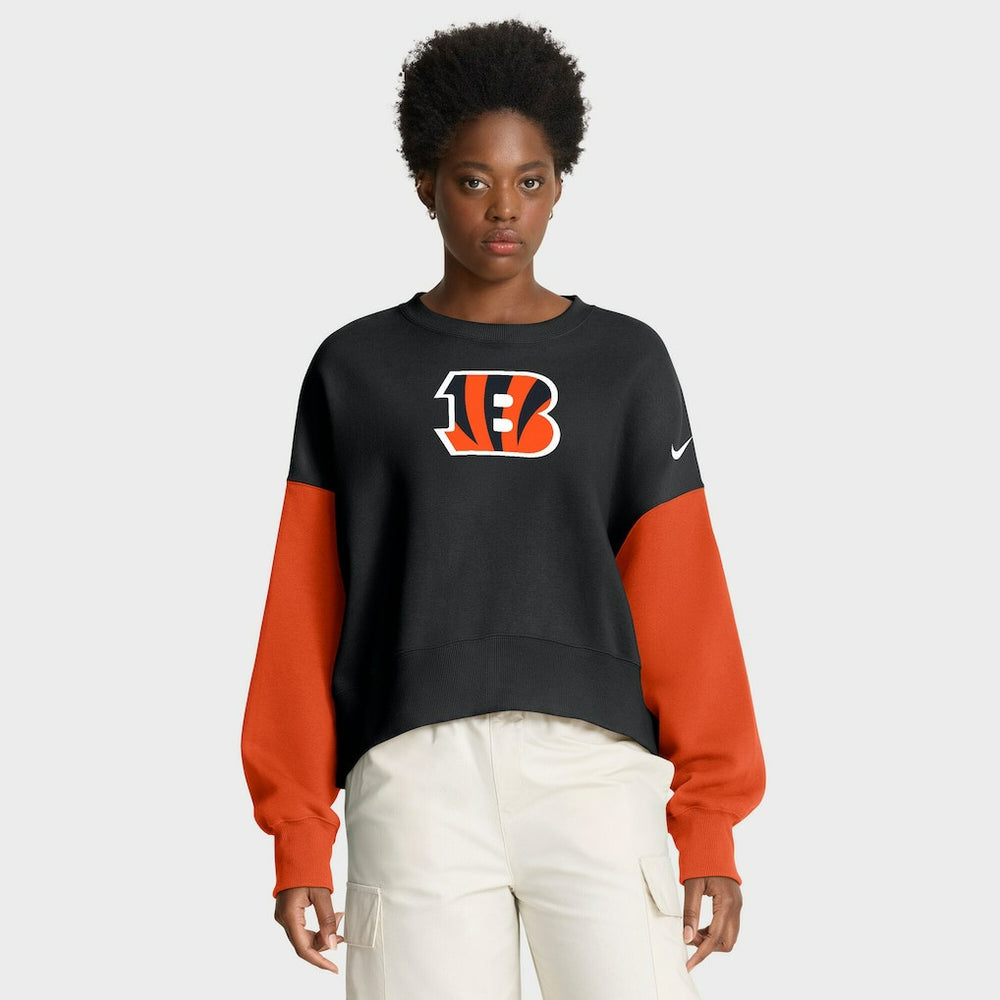 Nike Cincinnati Bengals Women's Oversized Color-Block Pullover Sweatshirt Black