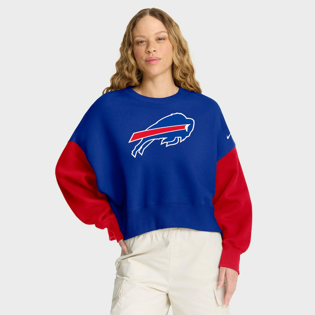 Nike Buffalo Bills Women's Oversized Color-Block Pullover Sweatshirt Royal