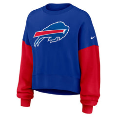 Nike Buffalo Bills Women's Oversized Color-Block Pullover Sweatshirt Royal