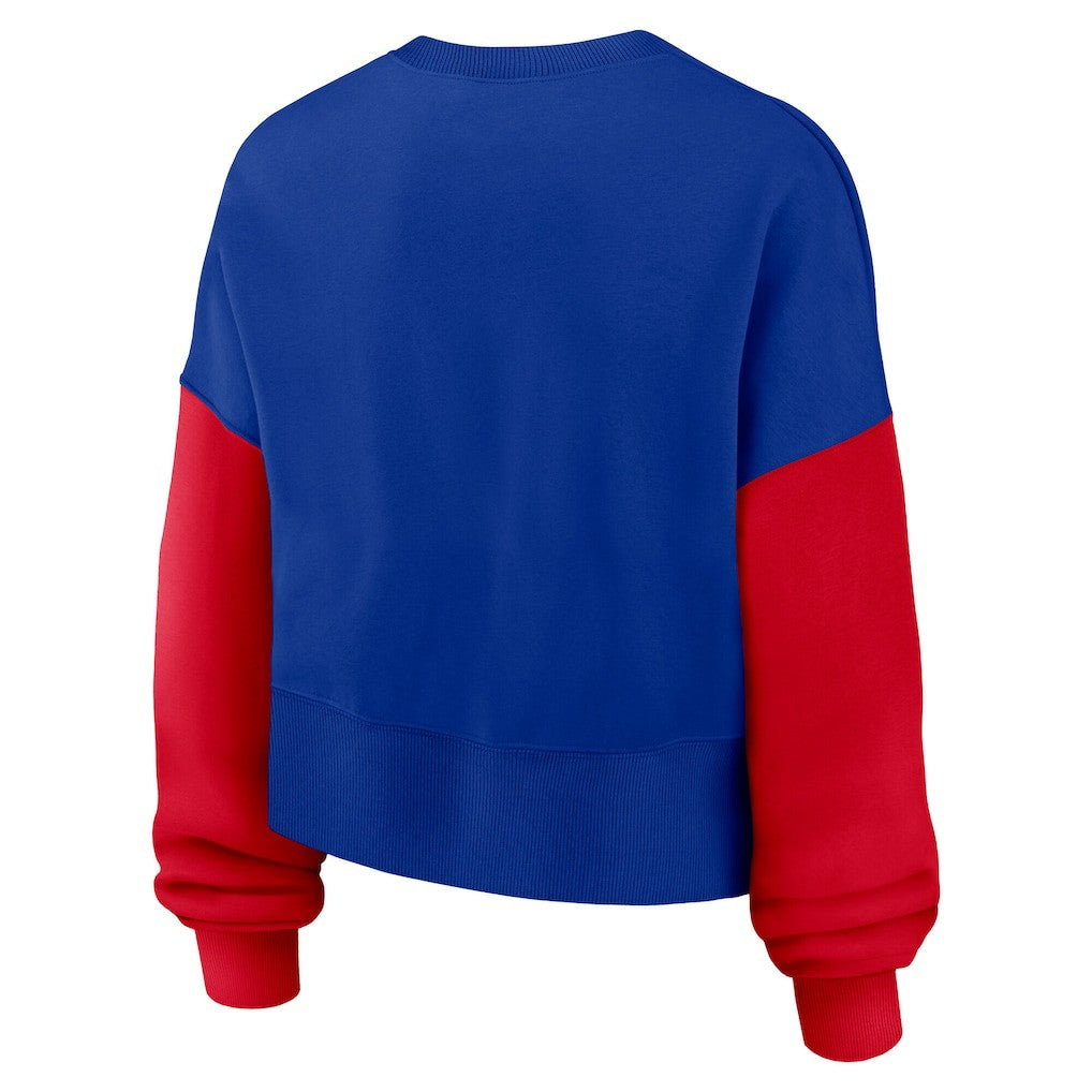 Nike Buffalo Bills Women's Oversized Color-Block Pullover Sweatshirt Royal