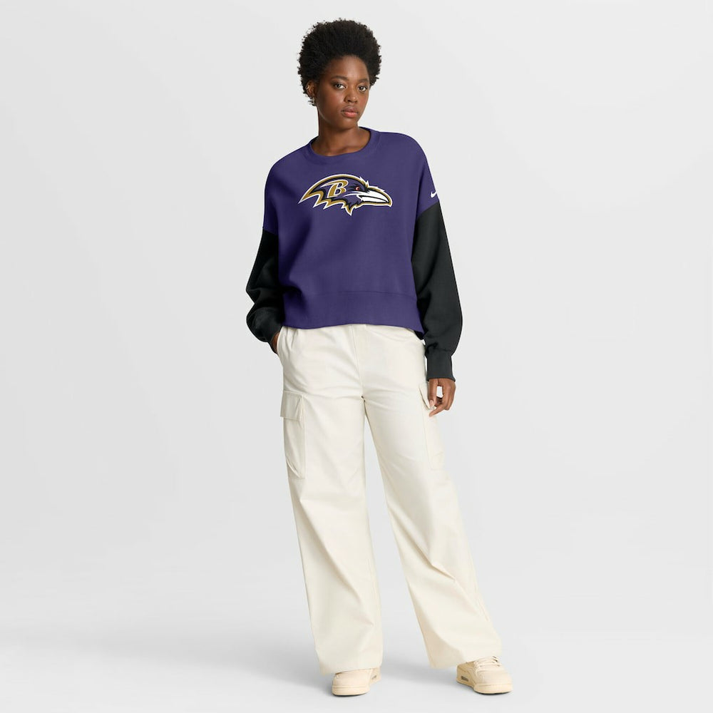 Nike Baltimore Ravens Women's Oversized Color-Block Pullover Sweatshirt Purple