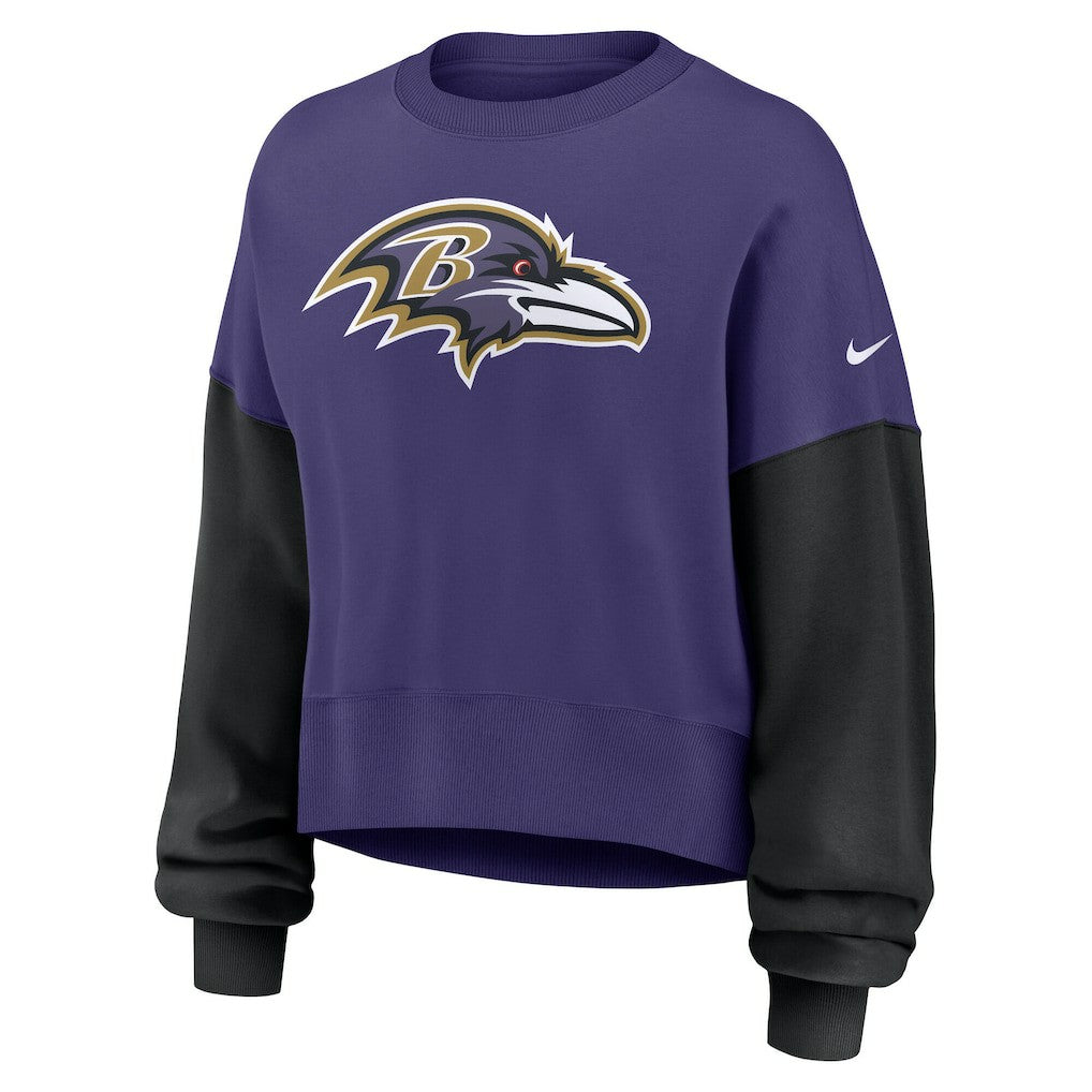 Nike Baltimore Ravens Women's Oversized Color-Block Pullover Sweatshirt Purple