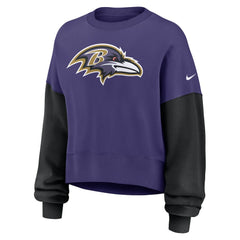 Nike Baltimore Ravens Women's Oversized Color-Block Pullover Sweatshirt Purple