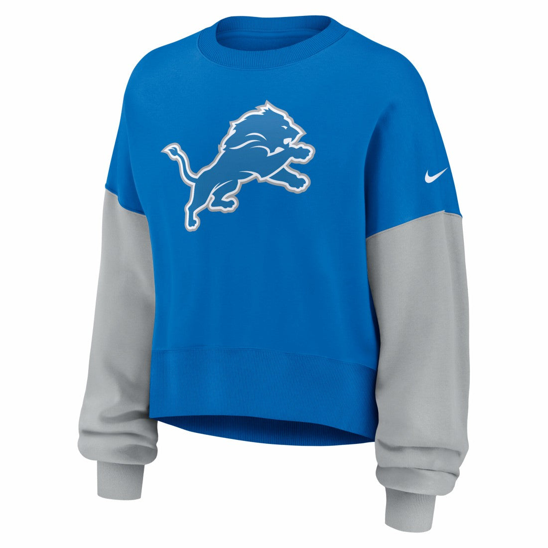 Nike Detroit Lions Women's Oversized Color-Block Pullover Sweatshirt Blue