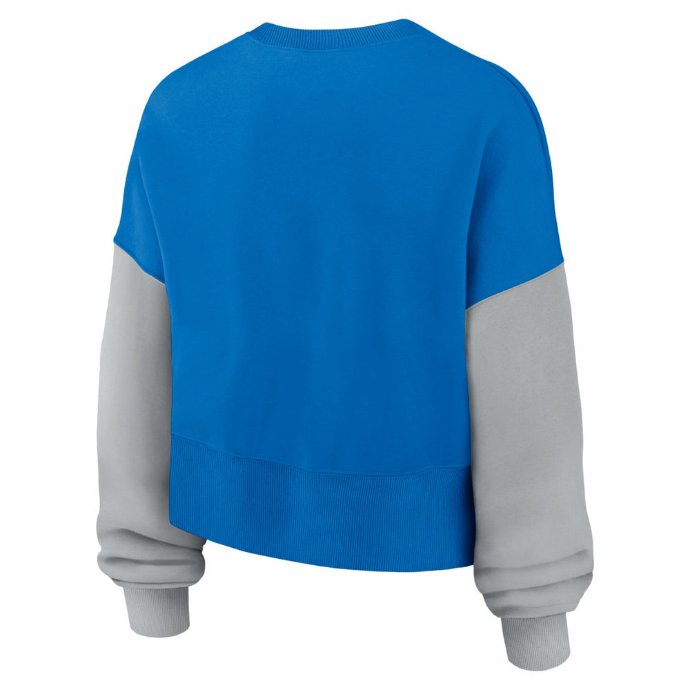 Nike Detroit Lions Women's Oversized Color-Block Pullover Sweatshirt Blue