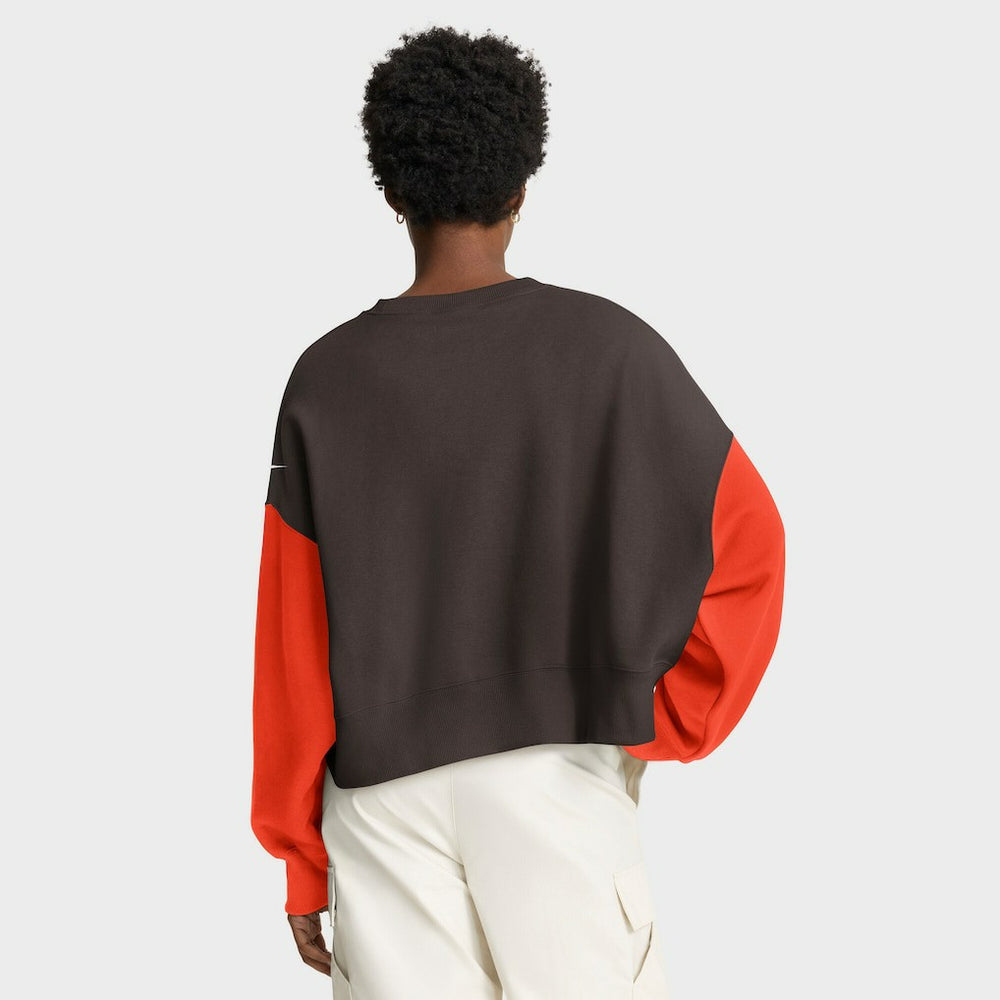 Nike Cleveland Browns Women's Oversized Color-Block Pullover Sweatshirt Brown