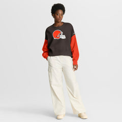 Nike Cleveland Browns Women's Oversized Color-Block Pullover Sweatshirt Brown