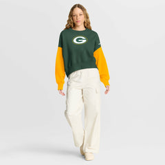 Nike Green Bay Packers Women's Oversized Color-Block Pullover Sweatshirt Green