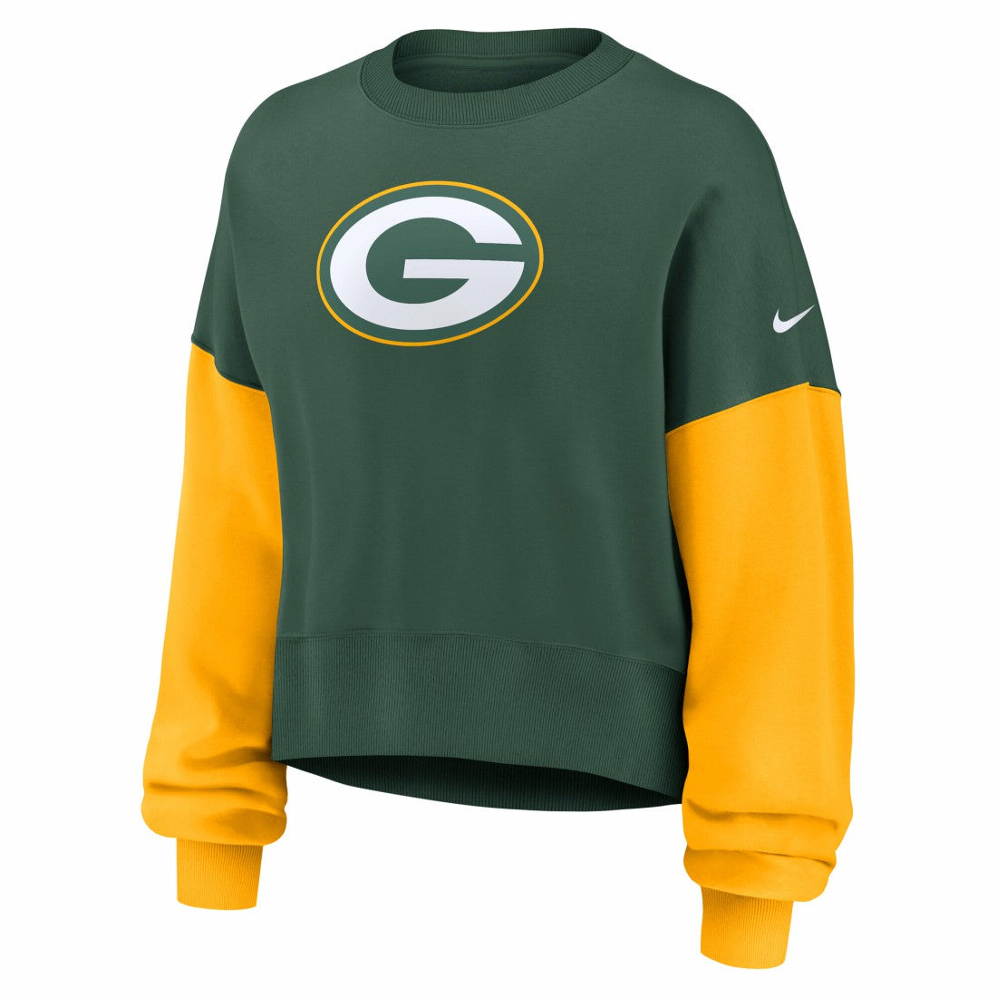Nike Green Bay Packers Women's Oversized Color-Block Pullover Sweatshirt Green