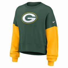 Nike Green Bay Packers Women's Oversized Color-Block Pullover Sweatshirt Green