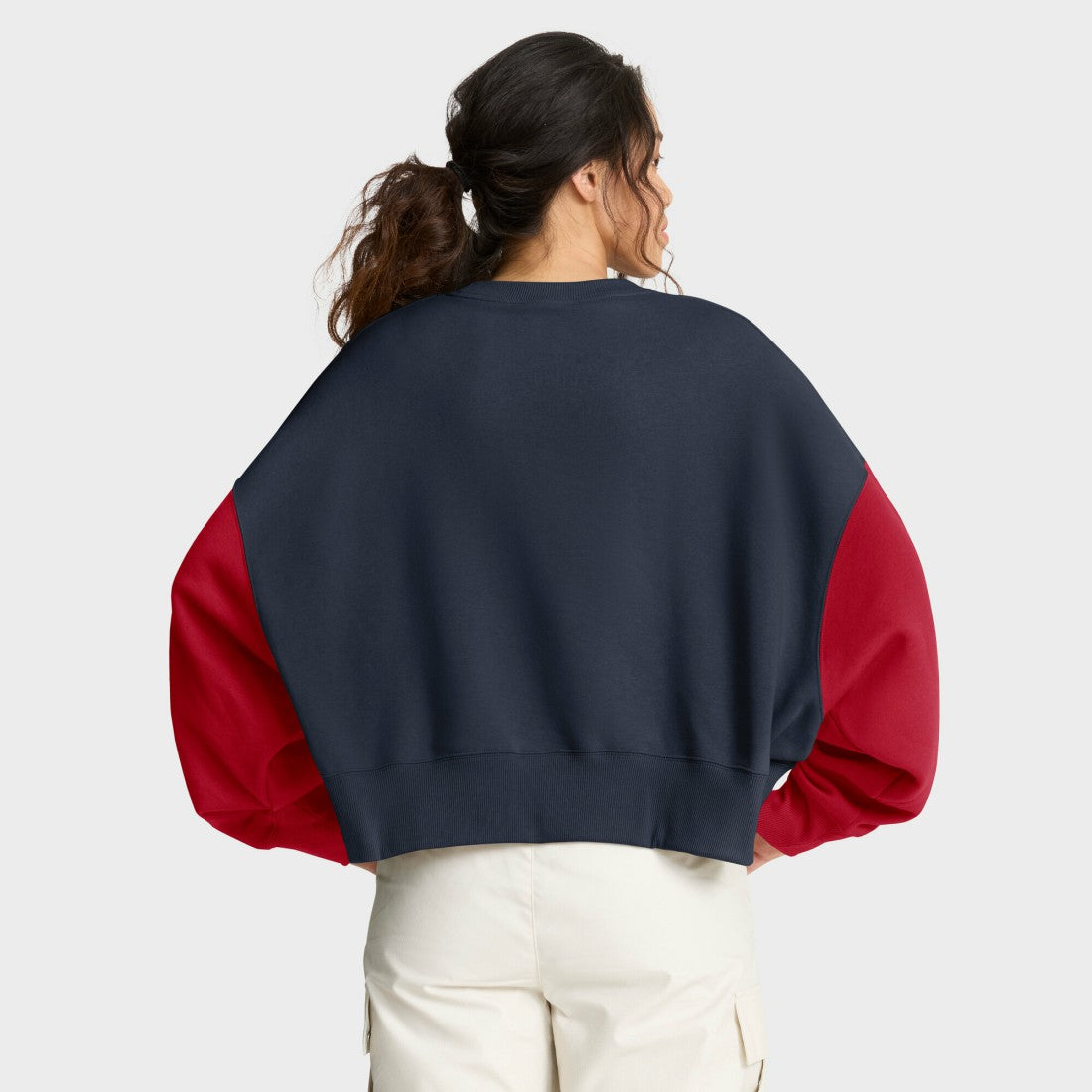 Nike Houston Texans Women's Oversized Color-Block Pullover Sweatshirt Navy
