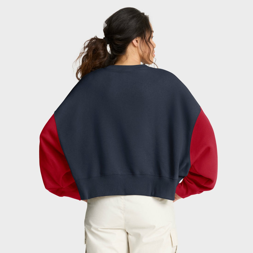 Nike Houston Texans Women's Oversized Color-Block Pullover Sweatshirt Navy
