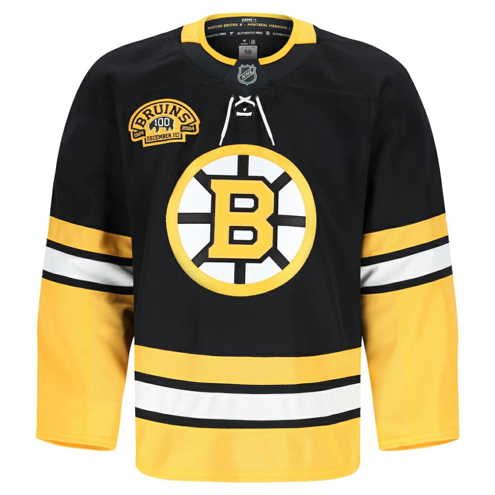 Boston Bruins Fanatics 100th Anniversary Authentic Pro Jersey - Black - NHL 202482569