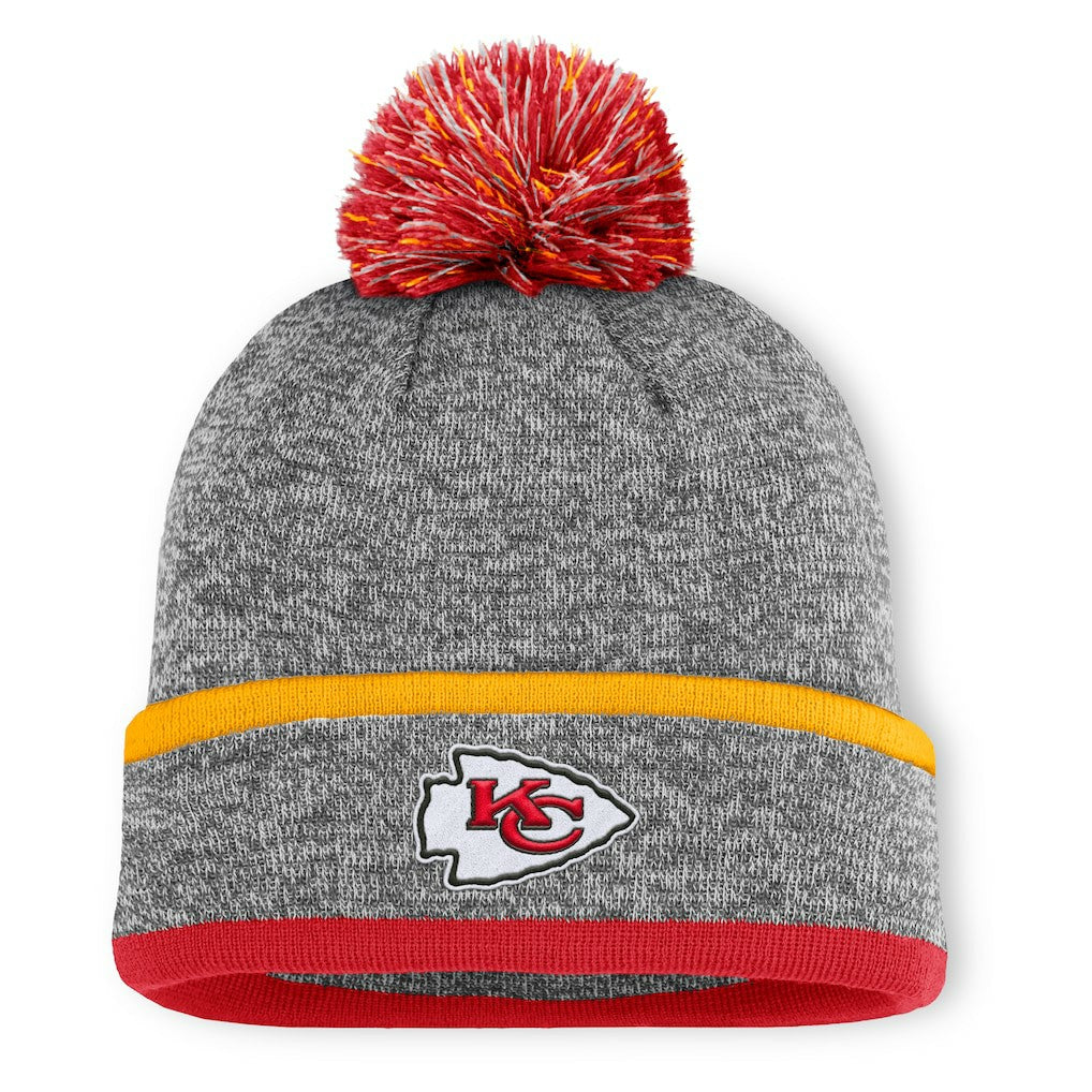 Fanatics Kansas City Chiefs Motion Cuffed Knit Hat with Pom Heather Gray