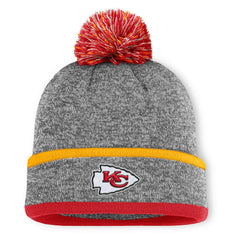 Fanatics Kansas City Chiefs Motion Cuffed Knit Hat with Pom Heather Gray