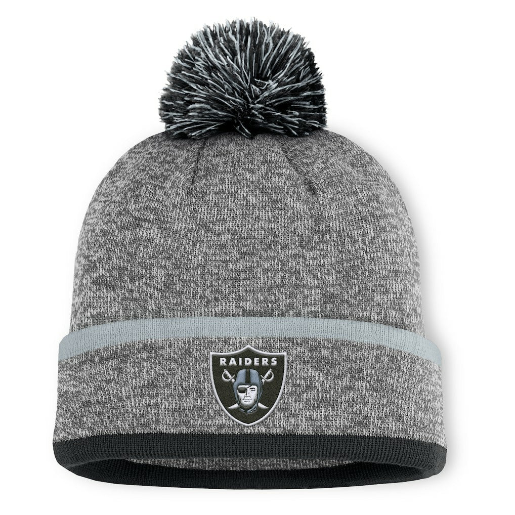 Fanatics Las Vegas Raiders Motion Cuffed Knit Hat with Pom Heather Gray