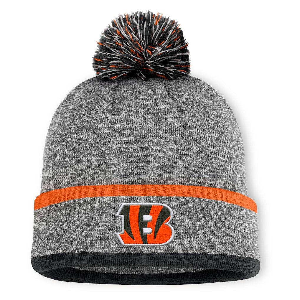 Fanatics Cincinnati Bengals Motion Cuffed Knit Hat with Pom Heather Gray