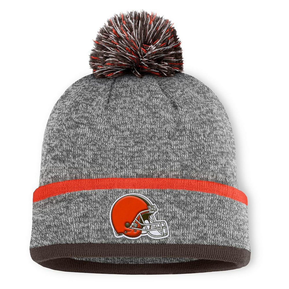 Fanatics Cleveland Browns Motion Cuffed Knit Hat with Pom Heather Gray