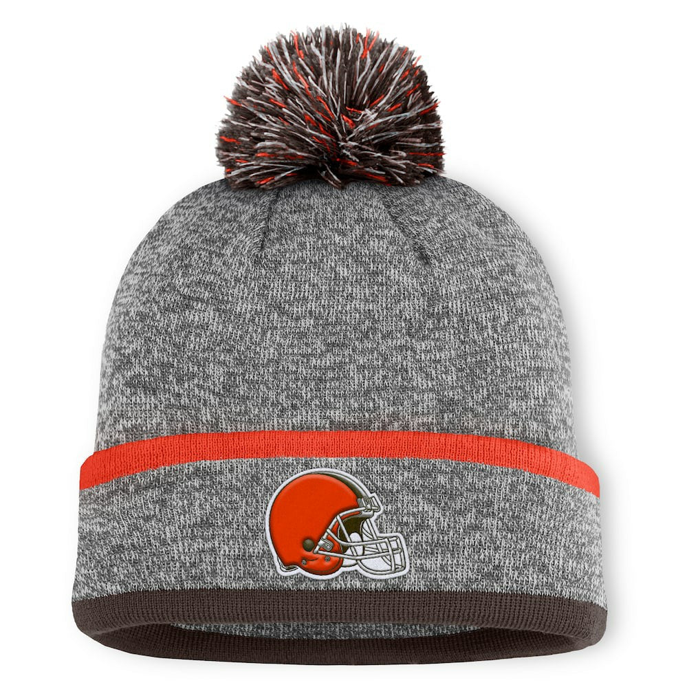 Fanatics Cleveland Browns Motion Cuffed Knit Hat with Pom Heather Gray
