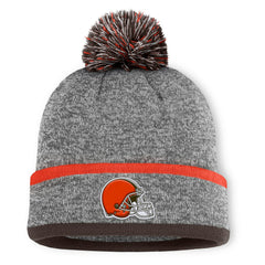 Fanatics Cleveland Browns Motion Cuffed Knit Hat with Pom Heather Gray