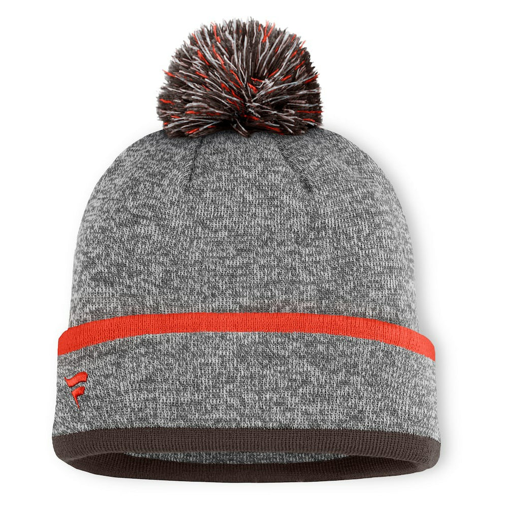 Fanatics Cleveland Browns Motion Cuffed Knit Hat with Pom Heather Gray