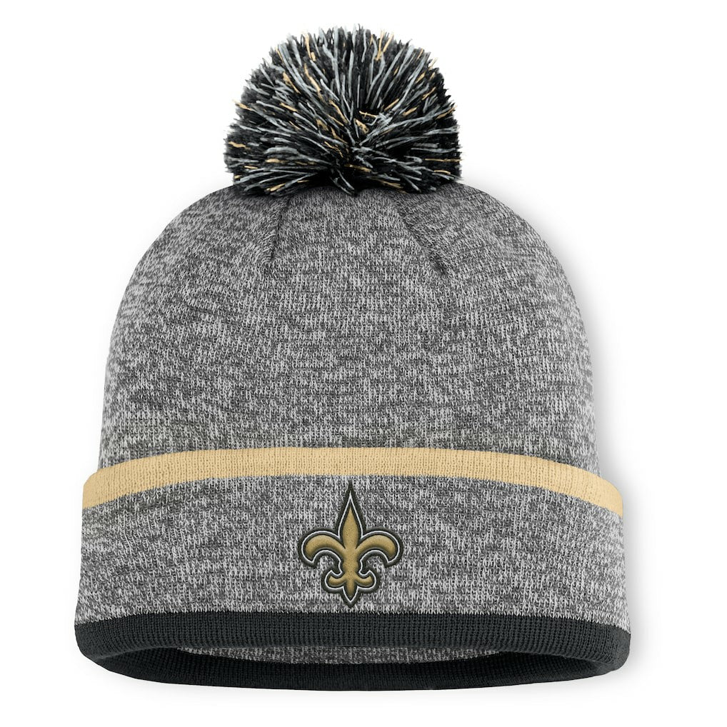 Fanatics New Orleans Saints Motion Cuffed Knit Hat with Pom Heather Gray