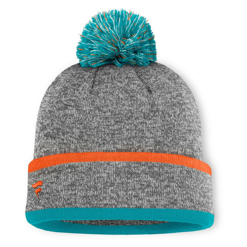 Fanatics Miami Dolphins Motion Cuffed Knit Hat with Pom Heather Gray