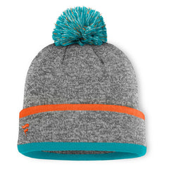 Fanatics Miami Dolphins Motion Cuffed Knit Hat with Pom Heather Gray