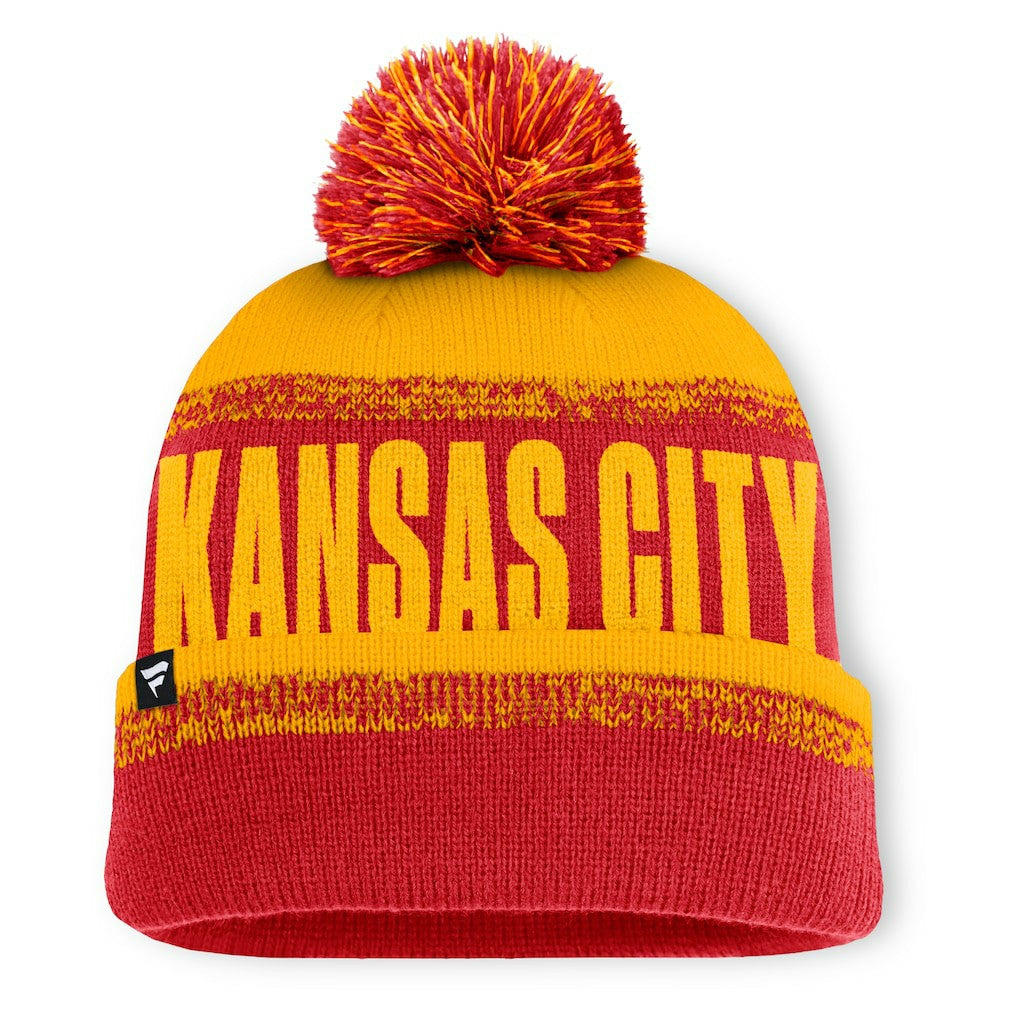 Fanatics Kansas City Chiefs Play Action Cuffed Knit Hat with Pom Red/Gold