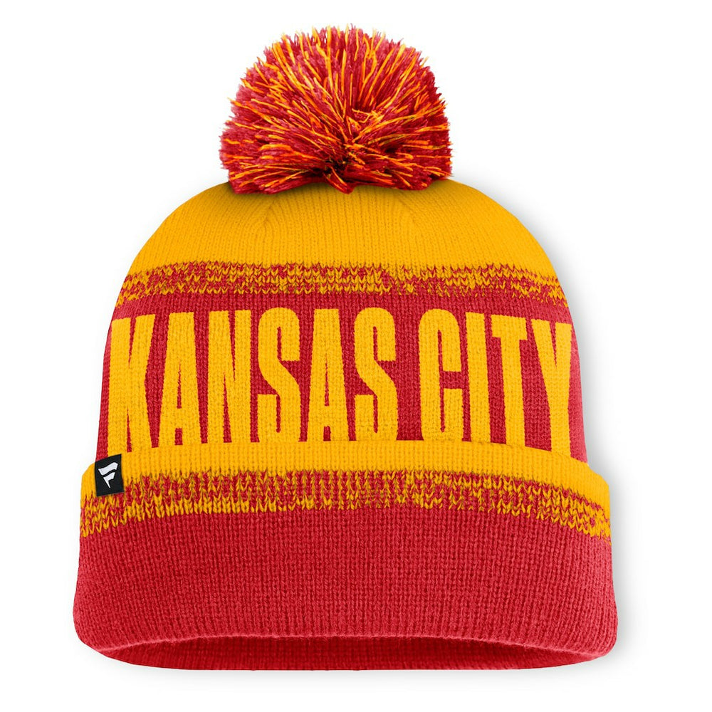 Fanatics Kansas City Chiefs Play Action Cuffed Knit Hat with Pom Red/Gold