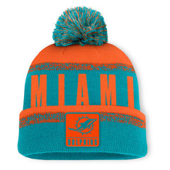 Fanatics Miami Dolphins Play Action Cuffed Knit Hat with Pom Aqua/Orange