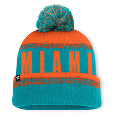 Fanatics Miami Dolphins Play Action Cuffed Knit Hat with Pom Aqua/Orange