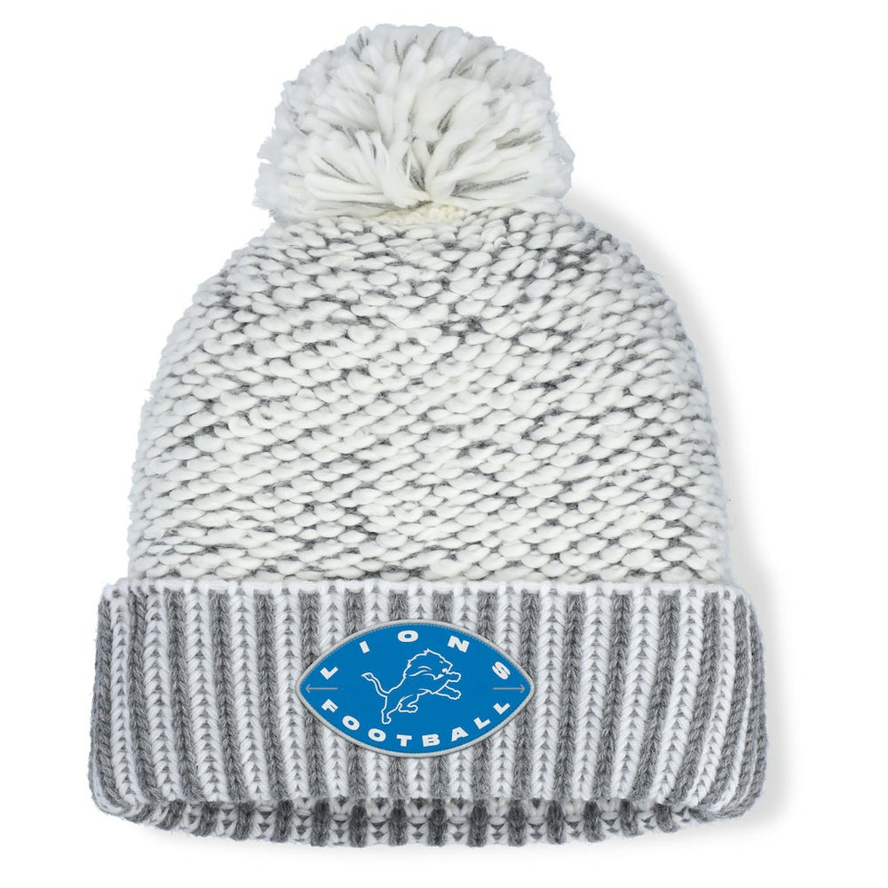 Fanatics Detroit Lions Women's Pro Set Cuffed Knit Hat with Pom Heather Gray