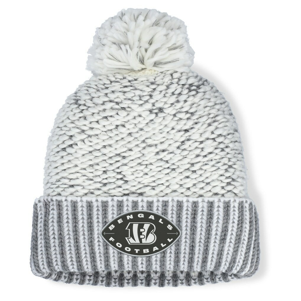 Fanatics Cincinnati Bengals Women's Pro Set Cuffed Knit Hat with Pom Heather Gray