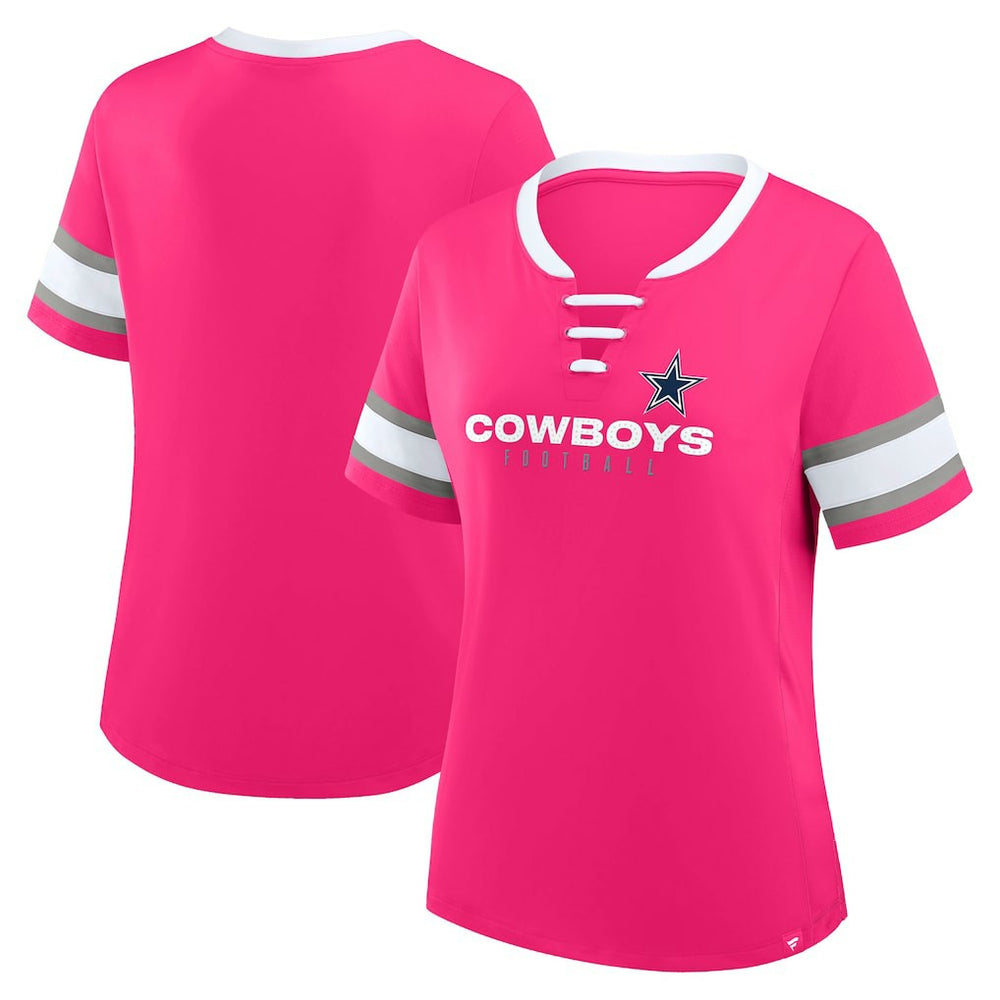 Fanatics Dallas Cowboys Women's Redzone Draw Play Athena Lace-Up T-Shirt Pink