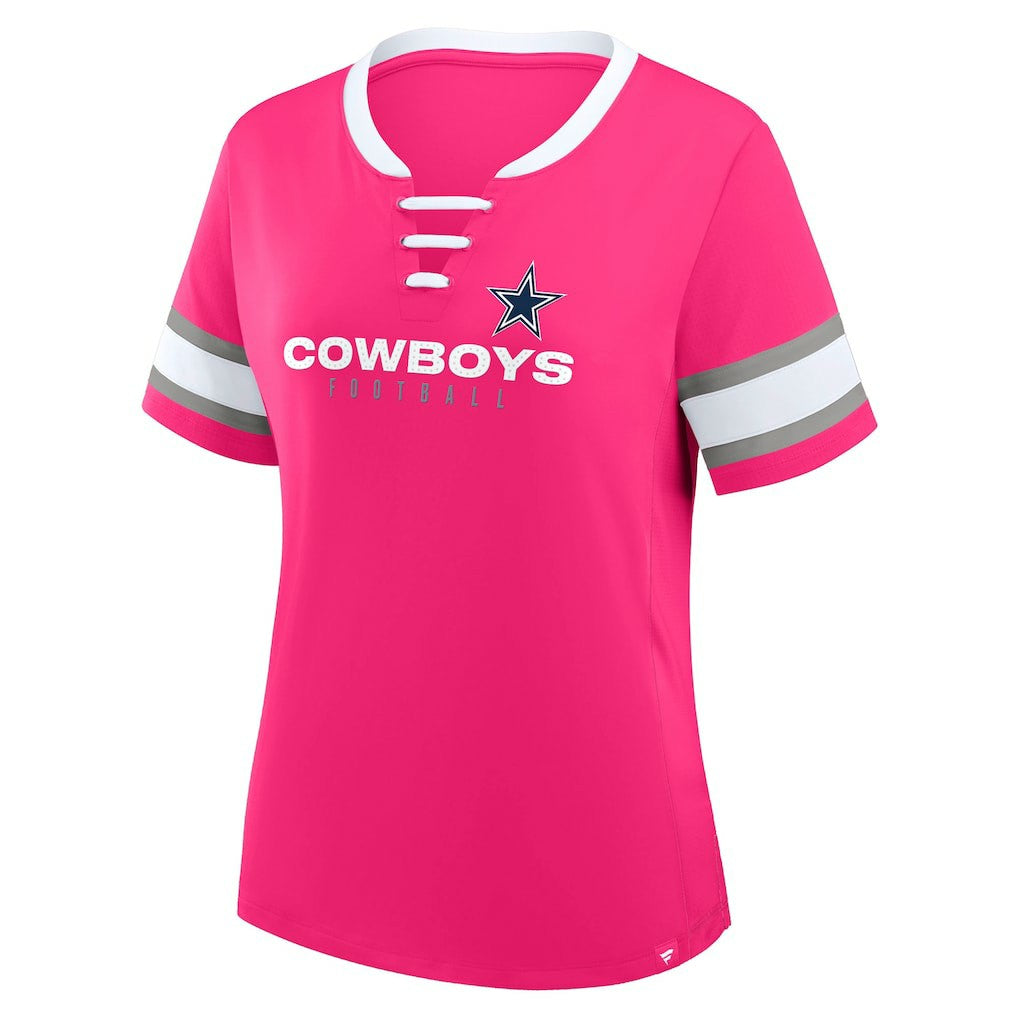Fanatics Dallas Cowboys Women's Redzone Draw Play Athena Lace-Up T-Shirt Pink