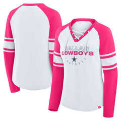 Fanatics Dallas Cowboys Women's White/Pink NFL Womens Redzone Bling Lace Up LST